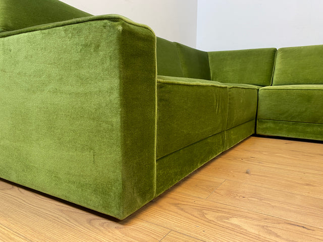 WMK I Besonders schönes Space Age Modular Sofa aus 5 freistehenden Teilen in grandiosem grünem Bezug I Ecksofa Eckcouch Couch Sitzlandschaft Sitzgarnitur Polstergarnitur Retro Vintage Mid-Century 70er