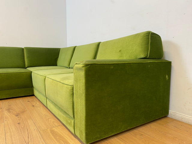 WMK I Besonders schönes Space Age Modular Sofa aus 5 freistehenden Teilen in grandiosem grünem Bezug I Ecksofa Eckcouch Couch Sitzlandschaft Sitzgarnitur Polstergarnitur Retro Vintage Mid-Century 70er