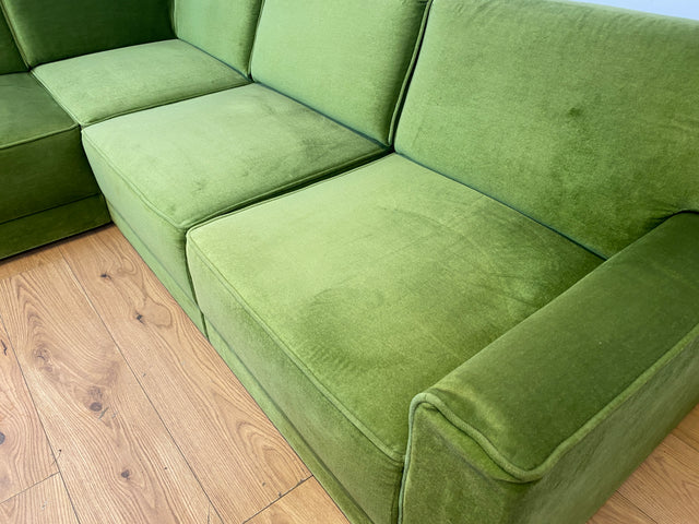 WMK I Besonders schönes Space Age Modular Sofa aus 5 freistehenden Teilen in grandiosem grünem Bezug I Ecksofa Eckcouch Couch Sitzlandschaft Sitzgarnitur Polstergarnitur Retro Vintage Mid-Century 70er
