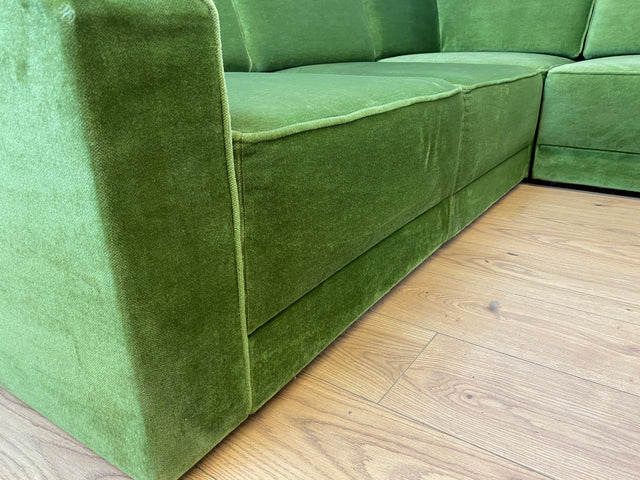 WMK I Besonders schönes Space Age Modular Sofa aus 5 freistehenden Teilen in grandiosem grünem Bezug I Ecksofa Eckcouch Couch Sitzlandschaft Sitzgarnitur Polstergarnitur Retro Vintage Mid-Century 70er