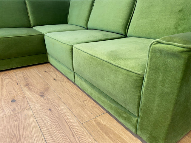 WMK I Besonders schönes Space Age Modular Sofa aus 5 freistehenden Teilen in grandiosem grünem Bezug I Ecksofa Eckcouch Couch Sitzlandschaft Sitzgarnitur Polstergarnitur Retro Vintage Mid-Century 70er