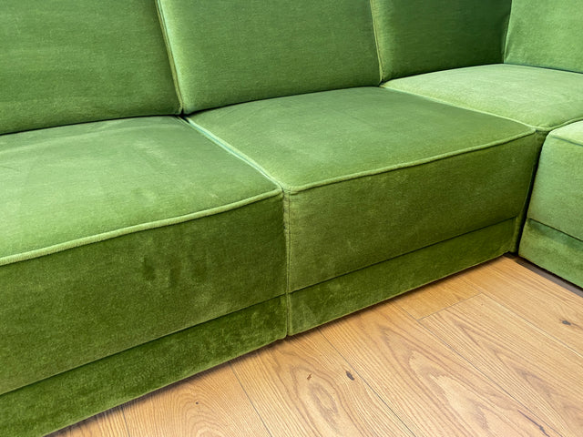 WMK I Besonders schönes Space Age Modular Sofa aus 5 freistehenden Teilen in grandiosem grünem Bezug I Ecksofa Eckcouch Couch Sitzlandschaft Sitzgarnitur Polstergarnitur Retro Vintage Mid-Century 70er