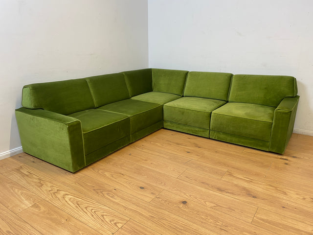 WMK I Besonders schönes Space Age Modular Sofa aus 5 freistehenden Teilen in grandiosem grünem Bezug I Ecksofa Eckcouch Couch Sitzlandschaft Sitzgarnitur Polstergarnitur Retro Vintage Mid-Century 70er