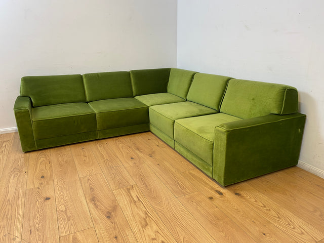 WMK I Besonders schönes Space Age Modular Sofa aus 5 freistehenden Teilen in grandiosem grünem Bezug I Ecksofa Eckcouch Couch Sitzlandschaft Sitzgarnitur Polstergarnitur Retro Vintage Mid-Century 70er