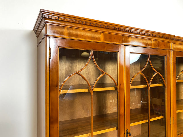 WMK I Eleganter und neuwertiger Stilmöbel Wohnzimmer Schrank im englischen gregorianischen Stil mit verspiegelter Bar I Vitrine Bücher Regal Highboard Bibliothek Regency Vintage Berlin Dresden München