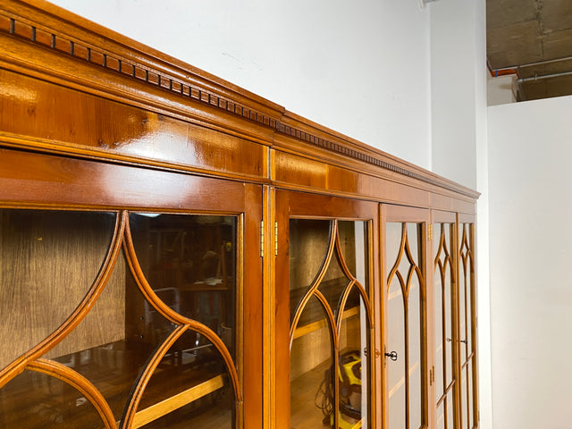 WMK I Eleganter und neuwertiger Stilmöbel Wohnzimmer Schrank im englischen gregorianischen Stil mit verspiegelter Bar I Vitrine Bücher Regal Highboard Bibliothek Regency Vintage Berlin Dresden München