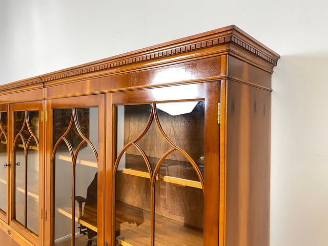 WMK I Eleganter und neuwertiger Stilmöbel Wohnzimmer Schrank im englischen gregorianischen Stil mit verspiegelter Bar I Vitrine Bücher Regal Highboard Bibliothek Regency Vintage Berlin Dresden München