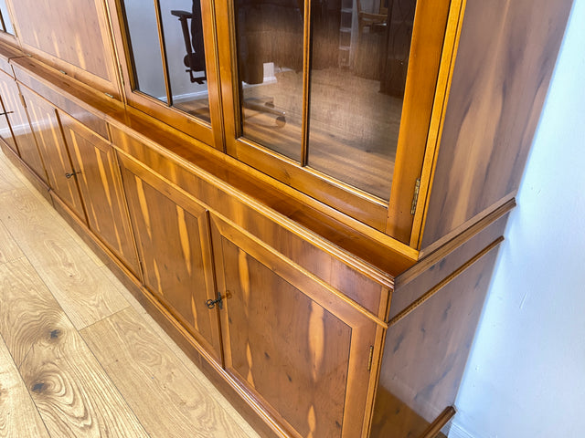 WMK I Eleganter und neuwertiger Stilmöbel Wohnzimmer Schrank im englischen gregorianischen Stil mit verspiegelter Bar I Vitrine Bücher Regal Highboard Bibliothek Regency Vintage Berlin Dresden München