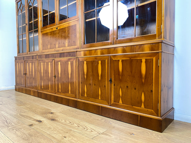 WMK I Eleganter und neuwertiger Stilmöbel Wohnzimmer Schrank im englischen gregorianischen Stil mit verspiegelter Bar I Vitrine Bücher Regal Highboard Bibliothek Regency Vintage Berlin Dresden München