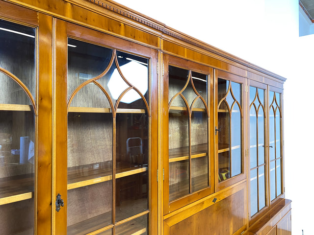 WMK I Eleganter und neuwertiger Stilmöbel Wohnzimmer Schrank im englischen gregorianischen Stil mit verspiegelter Bar I Vitrine Bücher Regal Highboard Bibliothek Regency Vintage Berlin Dresden München