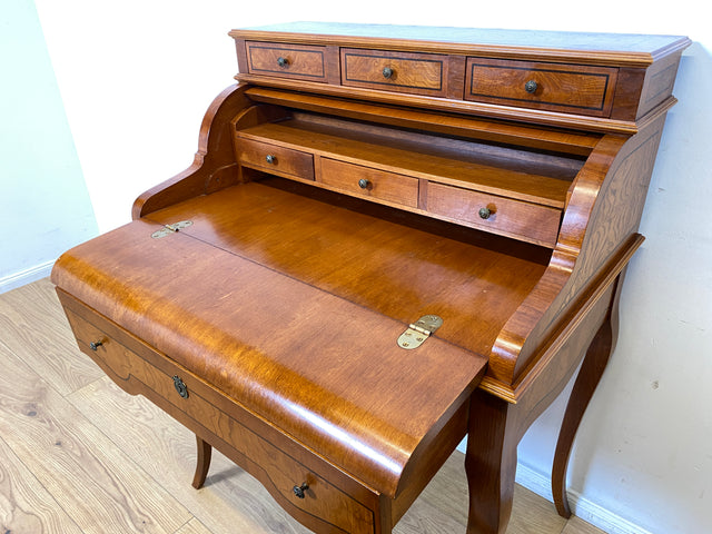 WMK I Eleganter und sehr gut erhaltener Stilmöbel Sekretär mit Intarsien, Messinggriffen & Schubladen I Schreibkommode Schreibtisch Schminktisch Schminkkommode Kommode Lady Vintage Berlin NRW Bayern