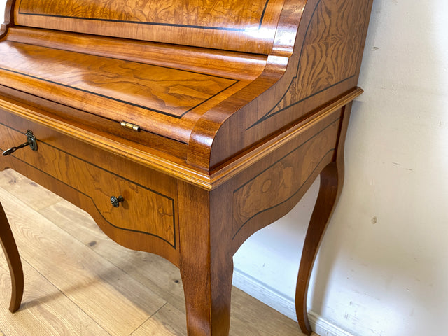 WMK I Eleganter und sehr gut erhaltener Stilmöbel Sekretär mit Intarsien, Messinggriffen & Schubladen I Schreibkommode Schreibtisch Schminktisch Schminkkommode Kommode Lady Vintage Berlin NRW Bayern