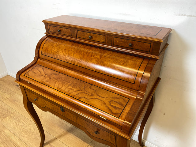 WMK I Eleganter und sehr gut erhaltener Stilmöbel Sekretär mit Intarsien, Messinggriffen & Schubladen I Schreibkommode Schreibtisch Schminktisch Schminkkommode Kommode Lady Vintage Berlin NRW Bayern