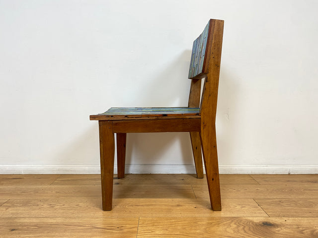 Boatwood by WMK # 1/2 Besonders schöner Stuhl aus altem Bootsholz mit original Bootsfarben, ein handgefertigtes Unikat aus massivem Teakholz # Esszimmerstühle Küchenstühle Holzstühle Chair Bootsmöbel