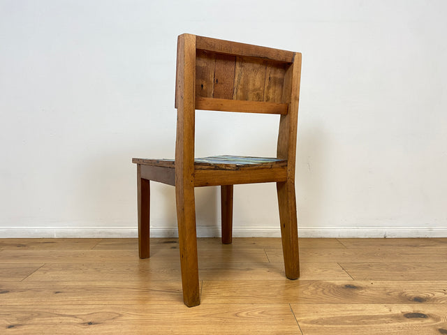 Boatwood by WMK # 1/2 Besonders schöner Stuhl aus altem Bootsholz mit original Bootsfarben, ein handgefertigtes Unikat aus massivem Teakholz # Esszimmerstühle Küchenstühle Holzstühle Chair Bootsmöbel