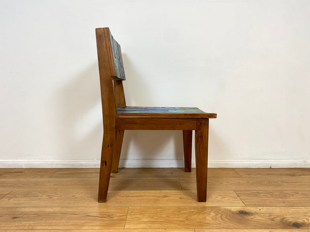 Boatwood by WMK # 1/2 Besonders schöner Stuhl aus altem Bootsholz mit original Bootsfarben, ein handgefertigtes Unikat aus massivem Teakholz # Esszimmerstühle Küchenstühle Holzstühle Chair Bootsmöbel