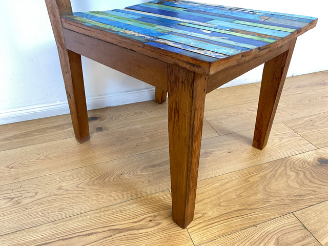 Boatwood by WMK # 1/2 Besonders schöner Stuhl aus altem Bootsholz mit original Bootsfarben, ein handgefertigtes Unikat aus massivem Teakholz # Esszimmerstühle Küchenstühle Holzstühle Chair Bootsmöbel