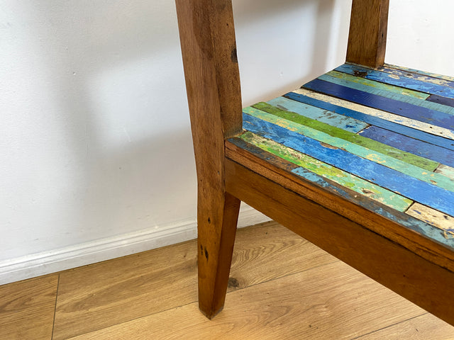 Boatwood by WMK # 1/2 Besonders schöner Stuhl aus altem Bootsholz mit original Bootsfarben, ein handgefertigtes Unikat aus massivem Teakholz # Esszimmerstühle Küchenstühle Holzstühle Chair Bootsmöbel