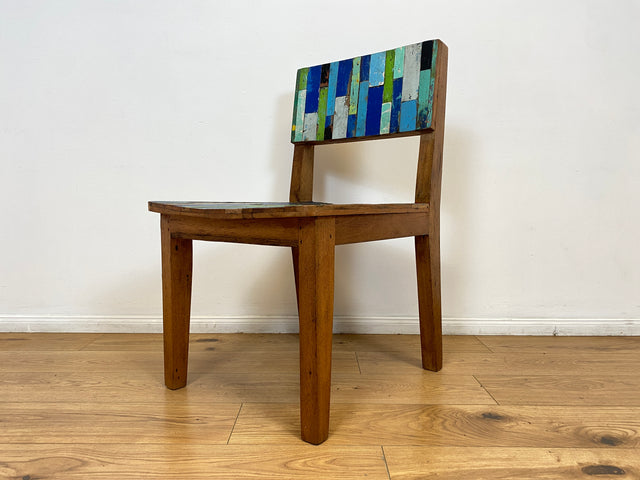 Boatwood by WMK # 1/2 Besonders schöner Stuhl aus altem Bootsholz mit original Bootsfarben, ein handgefertigtes Unikat aus massivem Teakholz # Esszimmerstühle Küchenstühle Holzstühle Chair Bootsmöbel