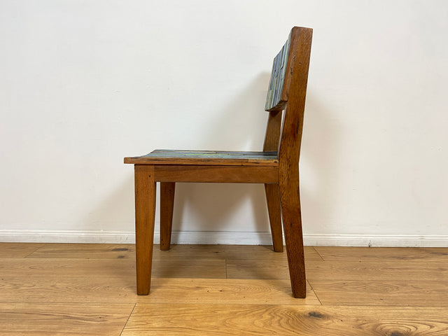 Boatwood by WMK # 1/2 Besonders schöner Stuhl aus altem Bootsholz mit original Bootsfarben, ein handgefertigtes Unikat aus massivem Teakholz # Esszimmerstühle Küchenstühle Holzstühle Chair Bootsmöbel