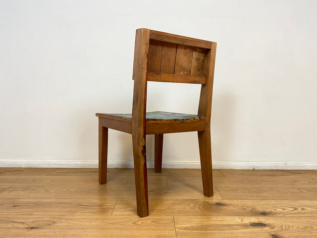 Boatwood by WMK # 1/2 Besonders schöner Stuhl aus altem Bootsholz mit original Bootsfarben, ein handgefertigtes Unikat aus massivem Teakholz # Esszimmerstühle Küchenstühle Holzstühle Chair Bootsmöbel