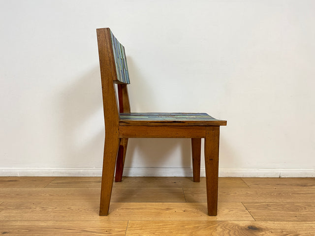 Boatwood by WMK # 1/2 Besonders schöner Stuhl aus altem Bootsholz mit original Bootsfarben, ein handgefertigtes Unikat aus massivem Teakholz # Esszimmerstühle Küchenstühle Holzstühle Chair Bootsmöbel