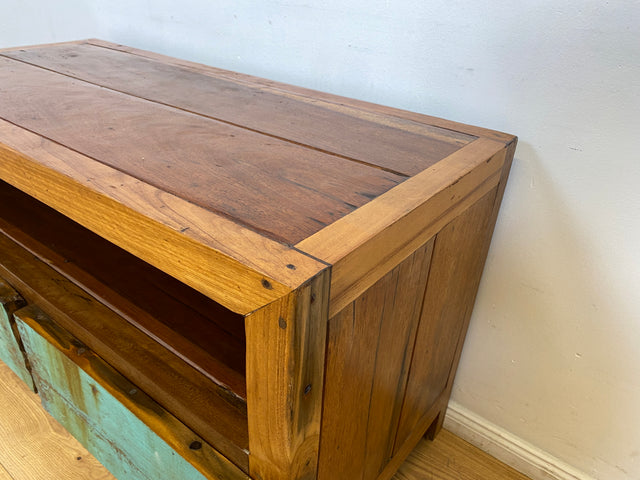 Boatwood by WMK I Besonders schönes TV Lowboard mit Schubladen & Fach I Handmade Unikat aus altem Bootsholz I Teakholz massiv I Sideboard Kommode Bank Rack Stand Fernsehkommode Berlin Augsburg Hamburg