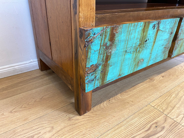 Boatwood by WMK I Besonders schönes TV Lowboard mit Schubladen & Fach I Handmade Unikat aus altem Bootsholz I Teakholz massiv I Sideboard Kommode Bank Rack Stand Fernsehkommode Berlin Augsburg Hamburg