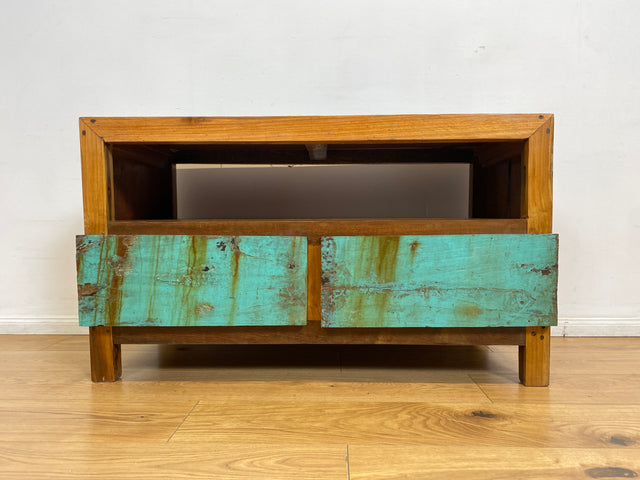 Boatwood by WMK I Besonders schönes TV Lowboard mit Schubladen & Fach I Handmade Unikat aus altem Bootsholz I Teakholz massiv I Sideboard Kommode Bank Rack Stand Fernsehkommode Berlin Augsburg Hamburg