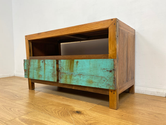 Boatwood by WMK I Besonders schönes TV Lowboard mit Schubladen & Fach I Handmade Unikat aus altem Bootsholz I Teakholz massiv I Sideboard Kommode Bank Rack Stand Fernsehkommode Berlin Augsburg Hamburg