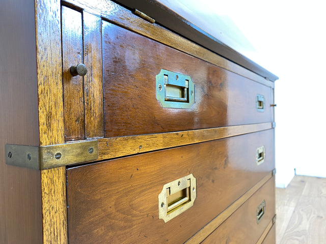 WMK # Hochwertiger Vintage Schreibschrank in antikem Englischen Stil mit Vitrinen Aufsatz und Messingbeschlag # Sekretär Desk Schreibtisch Bücherschrank Büchervitrine Kommode Regency Empire Stilmöbel