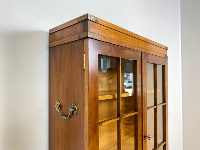 WMK # Hochwertiger Vintage Schreibschrank in antikem Englischen Stil mit Vitrinen Aufsatz und Messingbeschlag # Sekretär Desk Schreibtisch Bücherschrank Büchervitrine Kommode Regency Empire Stilmöbel