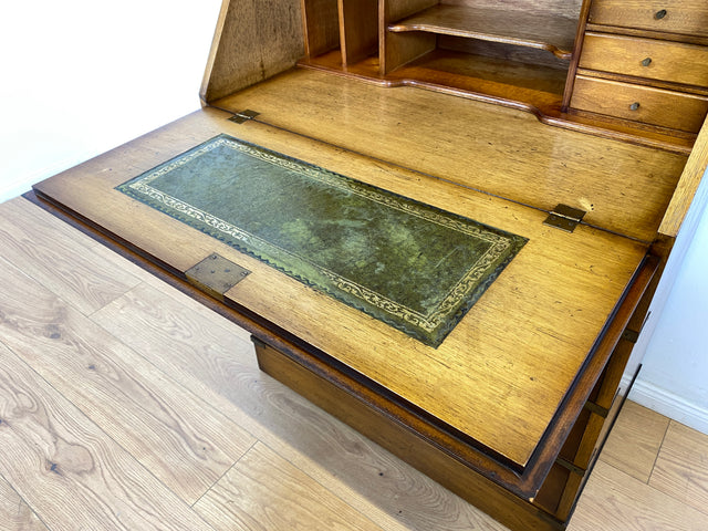 WMK # Hochwertiger Vintage Schreibschrank in antikem Englischen Stil mit Vitrinen Aufsatz und Messingbeschlag # Sekretär Desk Schreibtisch Bücherschrank Büchervitrine Kommode Regency Empire Stilmöbel