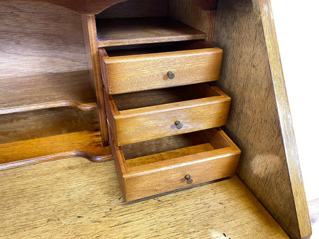 WMK # Hochwertiger Vintage Schreibschrank in antikem Englischen Stil mit Vitrinen Aufsatz und Messingbeschlag # Sekretär Desk Schreibtisch Bücherschrank Büchervitrine Kommode Regency Empire Stilmöbel