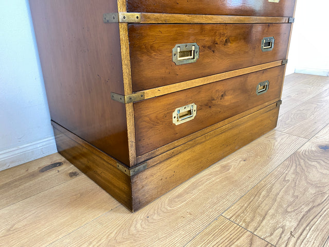 WMK # Hochwertiger Vintage Schreibschrank in antikem Englischen Stil mit Vitrinen Aufsatz und Messingbeschlag # Sekretär Desk Schreibtisch Bücherschrank Büchervitrine Kommode Regency Empire Stilmöbel