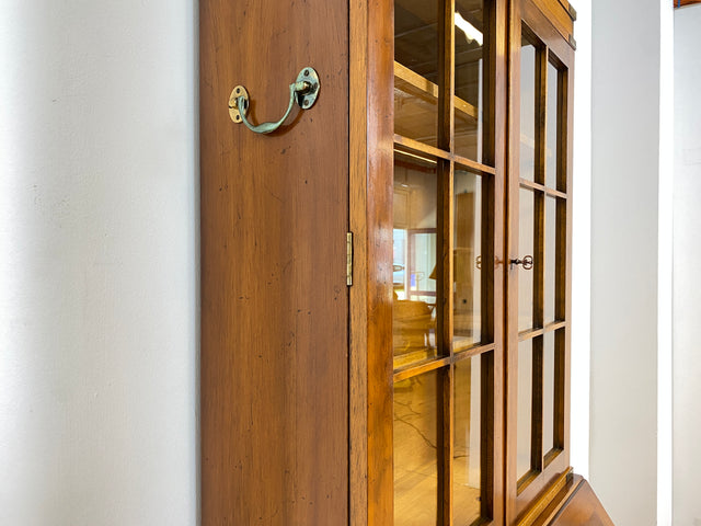 WMK # Hochwertiger Vintage Schreibschrank in antikem Englischen Stil mit Vitrinen Aufsatz und Messingbeschlag # Sekretär Desk Schreibtisch Bücherschrank Büchervitrine Kommode Regency Empire Stilmöbel