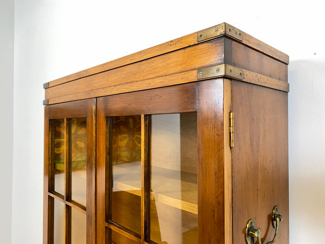 WMK # Hochwertiger Vintage Schreibschrank in antikem Englischen Stil mit Vitrinen Aufsatz und Messingbeschlag # Sekretär Desk Schreibtisch Bücherschrank Büchervitrine Kommode Regency Empire Stilmöbel