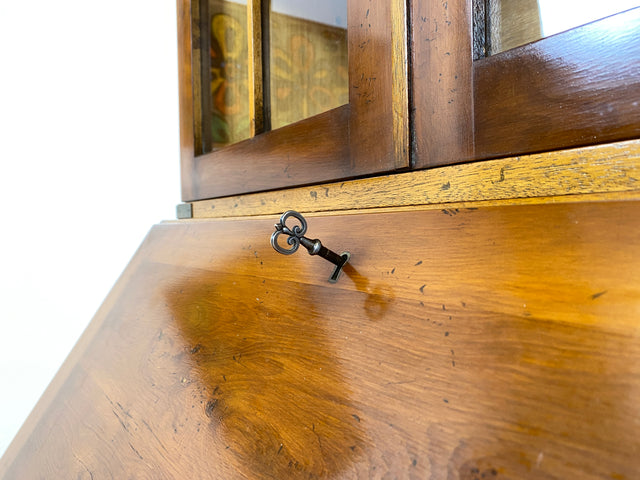 WMK # Hochwertiger Vintage Schreibschrank in antikem Englischen Stil mit Vitrinen Aufsatz und Messingbeschlag # Sekretär Desk Schreibtisch Bücherschrank Büchervitrine Kommode Regency Empire Stilmöbel
