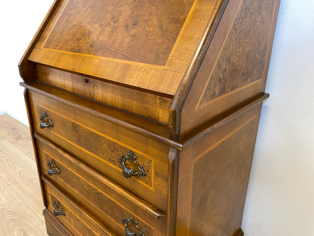 WMK # Hochwertiger Vintage Schreibschrank in antikem Stil mit Vitrinen Aufsatz und Messingbeschlägen # Sekretär Desk Schreibtisch Bücherschrank Büchervitrine Kommode Wohnzimmerschrank Stilmöbel