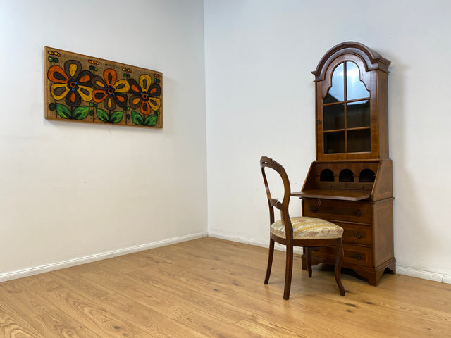 WMK # Hochwertiger Vintage Schreibschrank in antikem Stil mit Vitrinen Aufsatz und Messingbeschlägen # Sekretär Desk Schreibtisch Bücherschrank Büchervitrine Kommode Wohnzimmerschrank Stilmöbel