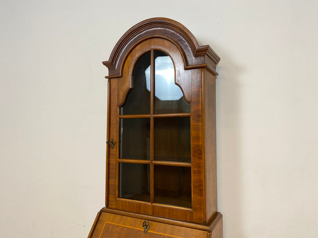 WMK # Hochwertiger Vintage Schreibschrank in antikem Stil mit Vitrinen Aufsatz und Messingbeschlägen # Sekretär Desk Schreibtisch Bücherschrank Büchervitrine Kommode Wohnzimmerschrank Stilmöbel
