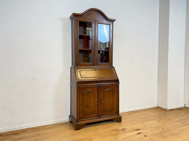 Sehr schöner Vintage Sekretär mit Vitrinen Aufsatz in Dunkelbraun