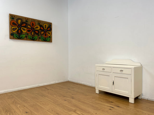 WMK I Formschöne weiße 1930er Jahre Art Deco Kommode aus vollem Holz mit Schubladen & hübschen Originalgriffen I Schrank Anrichte Sideboard Wickelkommode Wäschekommode Jugendstil Antik Vintage Berlin