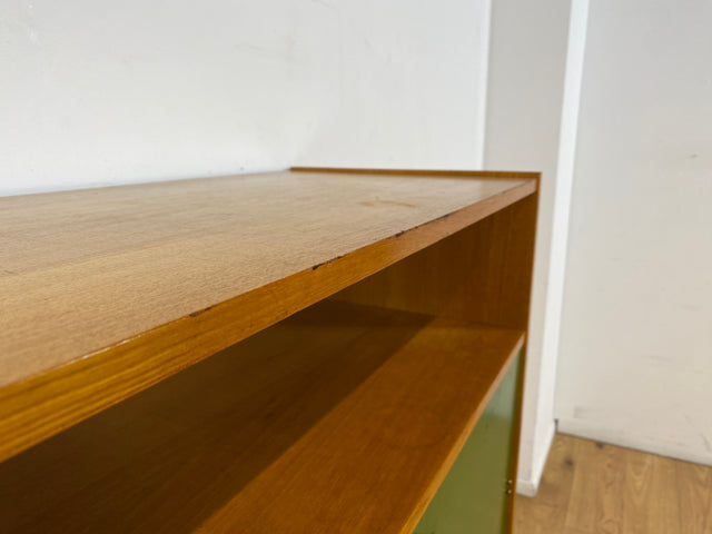 WMK I Rarer heller Mid-Century Schreibschrank in grüner Originalfarbe mit Messinggriffen I Sekretär Highboard Schrank Barschrank Bar Schreibtisch Bücherschrank Vintage 60er I Berlin Frankfurt Bayern