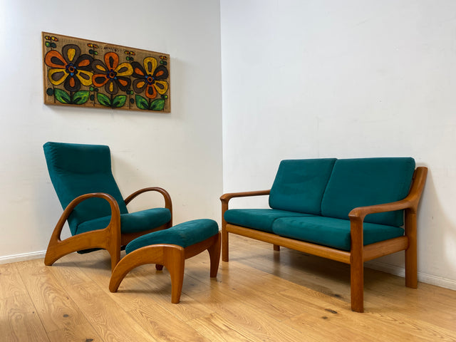 WMK I Hochwertiges skandinavisches Designersofa von Holstebro Møbelfabrik in Petrol Blau