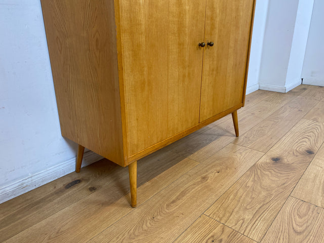 WMK I Rarer heller Mid-Century Schreibschrank in grüner Originalfarbe mit Messinggriffen I Sekretär Highboard Schrank Barschrank Bar Schreibtisch Bücherschrank Vintage 60er I Berlin Frankfurt Bayern