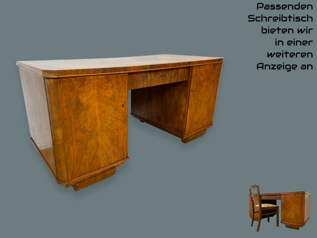 WMK I Imposanter 30er Jahre Art Deco Wohnzimmerschrank I Vollholz in edlem Walnuss I Schrank Vitrine Glasvitrine Bücherschrank Büchervitrine Herrenzimmer Sideboard Antik Vintage I Hannover Halle Köln