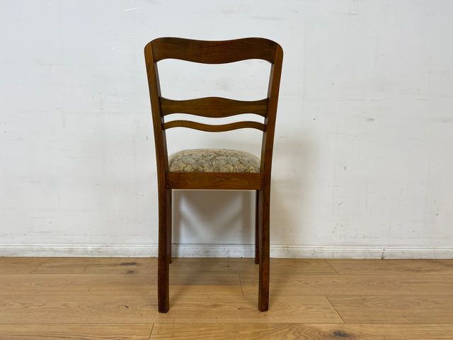 WMK I 1/2 Klassischer 30er Jahre Küchenstuhl aus Buche mit freundlichem Originalbezug und Federkernsitz I Stuhl Esszimmerstuhl Holzstuhl Dining Chair Antik Art Deco Vintage I Berlin Frankfurt Bremen