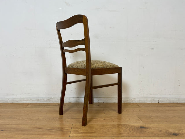 WMK I 1/2 Klassischer 30er Jahre Küchenstuhl aus Buche mit freundlichem Originalbezug und Federkernsitz I Stuhl Esszimmerstuhl Holzstuhl Dining Chair Antik Art Deco Vintage I Berlin Frankfurt Bremen