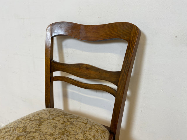 WMK I 1/2 Klassischer 30er Jahre Küchenstuhl aus Buche mit freundlichem Originalbezug und Federkernsitz I Stuhl Esszimmerstuhl Holzstuhl Dining Chair Antik Art Deco Vintage I Berlin Frankfurt Bremen